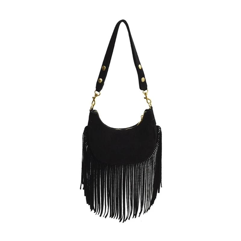 Fashion Forward Crossbody Bag with Tassels PU Shoulder Bag Satchel for Ladies