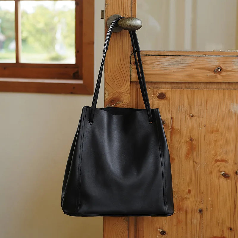 Fashion French Style Commuter Casual Tote Women Bags Luxury Genuine Leather Large Capacity Shoulder Handbags All-match Purses