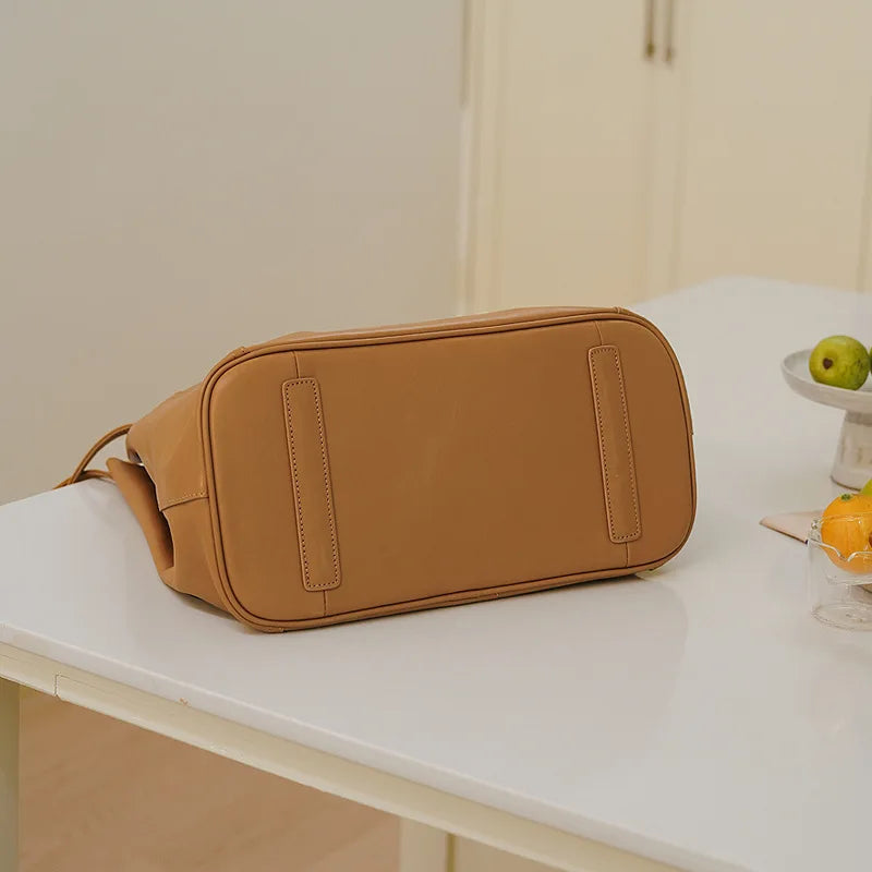 Fashion French Style Commuter Casual Tote Women Bags Luxury Genuine Leather Large Capacity Shoulder Handbags All-match Purses