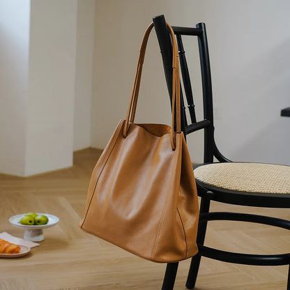 Fashion French Style Commuter Casual Tote Women Bags Luxury Genuine Leather Large Capacity Shoulder Handbags All-match Purses