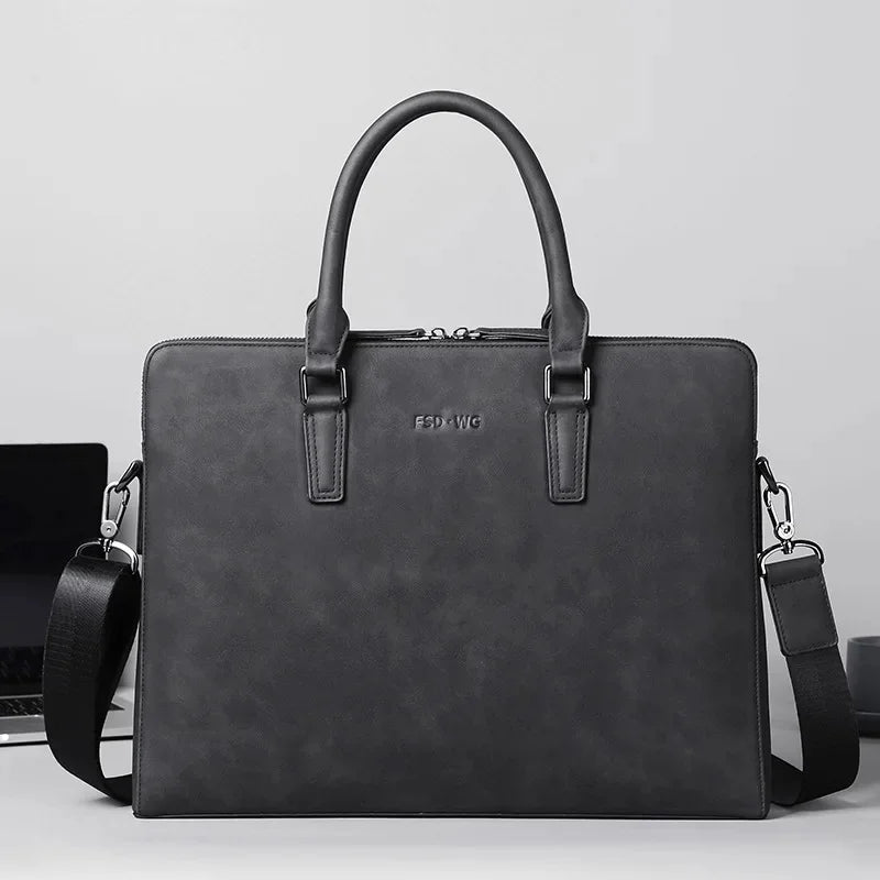 Fashion Frosting Leather Briefcase For Men Business Handbag Male High Quality Shoulder Messenger Daily Laptop Bag