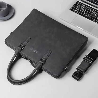 Fashion Frosting Leather Briefcase For Men Business Handbag Male High Quality Shoulder Messenger Daily Laptop Bag