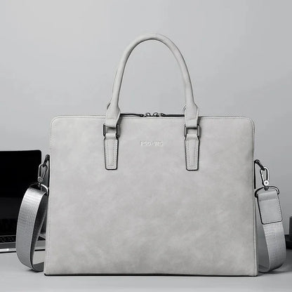 Fashion Frosting Leather Briefcase For Men Business Handbag Male High Quality Shoulder Messenger Daily Laptop Bag