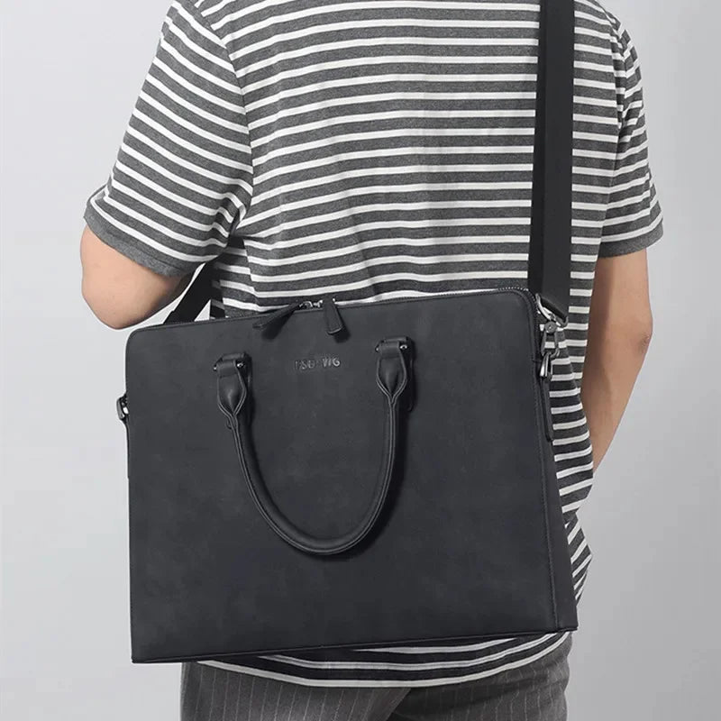 Fashion Frosting Leather Briefcase For Men Business Handbag Male High Quality Shoulder Messenger Daily Laptop Bag