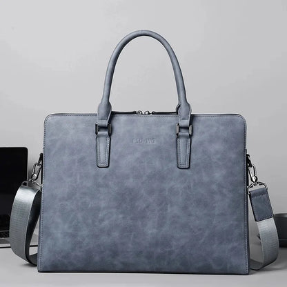 Fashion Frosting Leather Briefcase For Men Business Handbag Male High Quality Shoulder Messenger Daily Laptop Bag