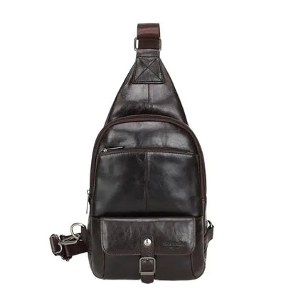 Fashion Genuine Leather Men's Chest Large Capacity Shoulder Messenger Business Cowhide Male CrossBody Bag