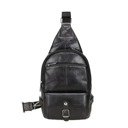 Fashion Genuine Leather Men's Chest Large Capacity Shoulder Messenger Business Cowhide Male CrossBody Bag