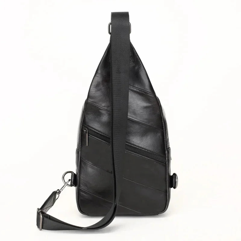 Fashion Genuine Leather Men's Chest Large Capacity Shoulder Messenger Business Cowhide Male CrossBody Bag