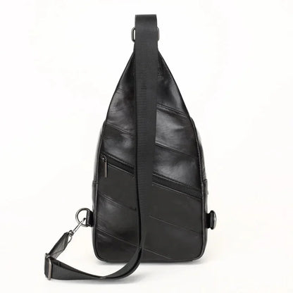 Fashion Genuine Leather Men's Chest Large Capacity Shoulder Messenger Business Cowhide Male CrossBody Bag