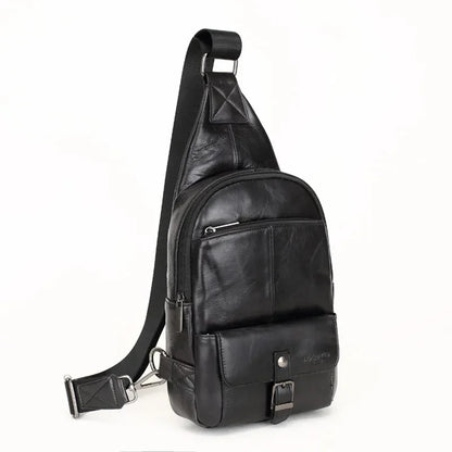 Fashion Genuine Leather Men's Chest Large Capacity Shoulder Messenger Business Cowhide Male CrossBody Bag