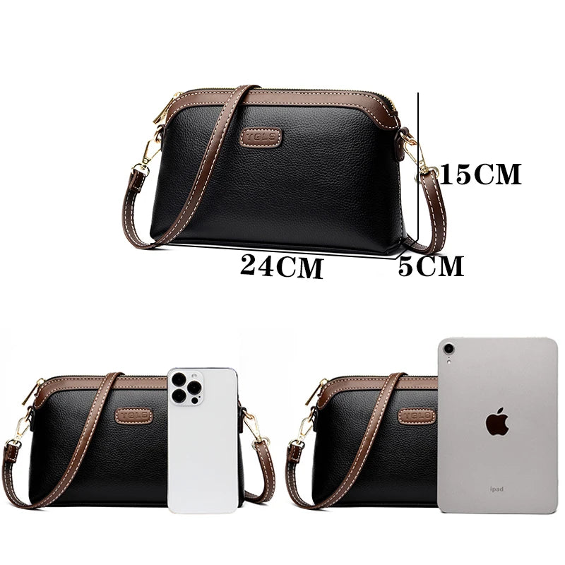 Fashion Genuine Leather Solid Color Women Shoulder Crossbody Bags 2024 Luxury Ladies Phone Bag And Purses Handbag Women's Bags