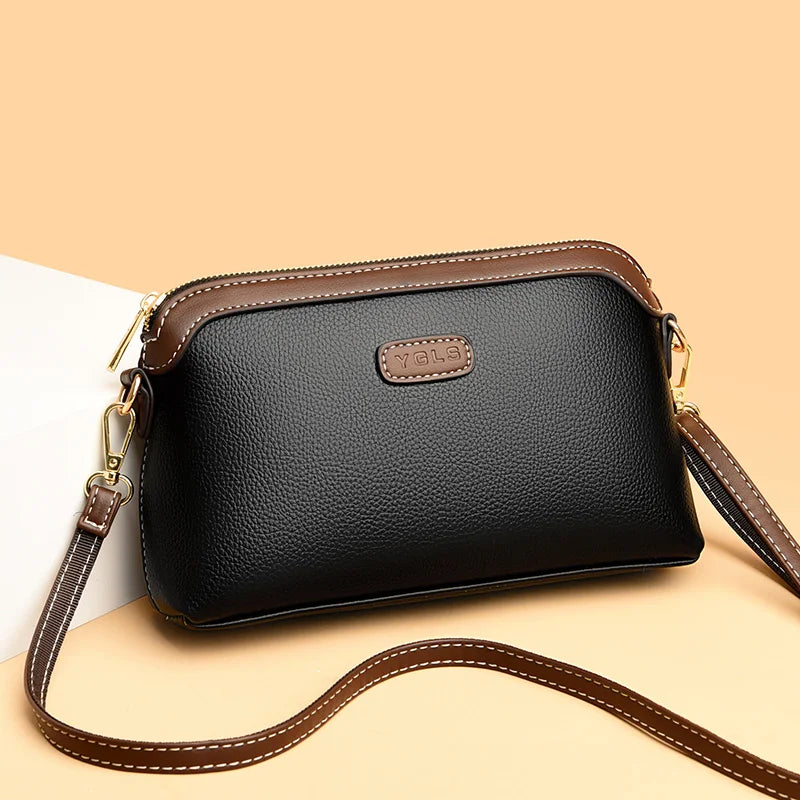 Fashion Genuine Leather Solid Color Women Shoulder Crossbody Bags 2024 Luxury Ladies Phone Bag And Purses Handbag Women's Bags
