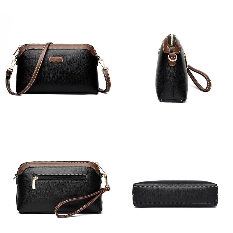 Fashion Genuine Leather Solid Color Women Shoulder Crossbody Bags 2024 Luxury Ladies Phone Bag And Purses Handbag Women's Bags