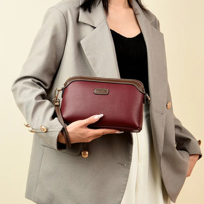 Fashion Genuine Leather Solid Color Women Shoulder Crossbody Bags 2024 Luxury Ladies Phone Bag And Purses Handbag Women's Bags