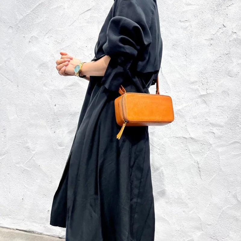 Fashion Genuine Leather Square Shape Shoulder Bags 2024 New Casual Commuter Purses Straps Adjustable Versatile Women's Handbags