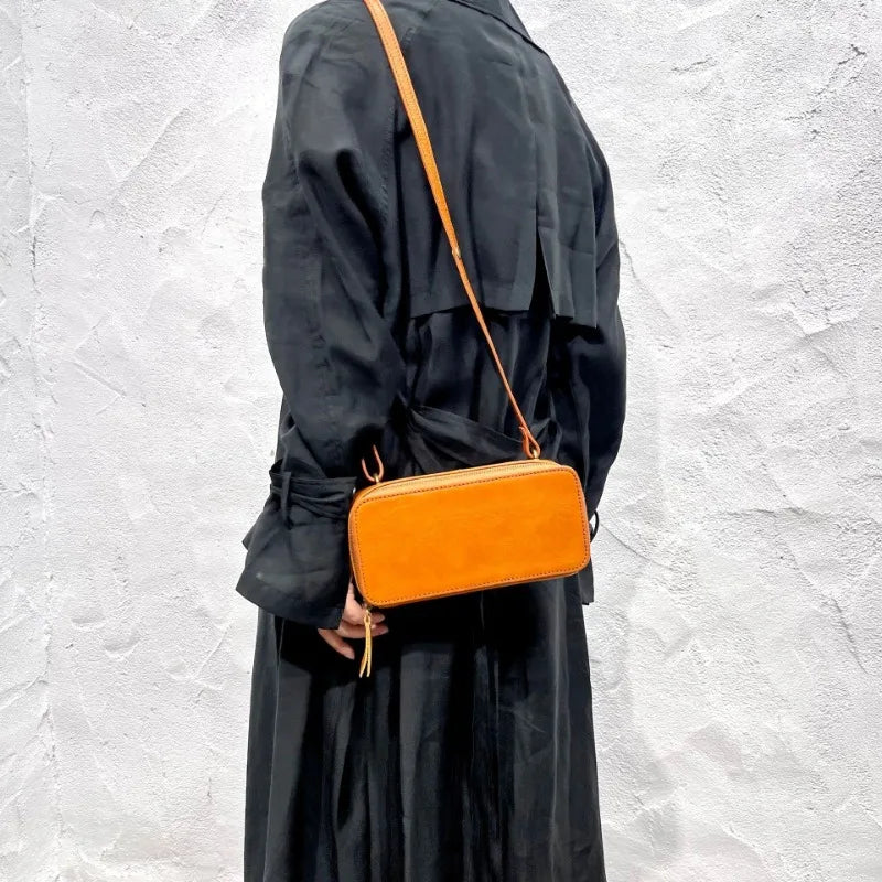 Fashion Genuine Leather Square Shape Shoulder Bags 2024 New Casual Commuter Purses Straps Adjustable Versatile Women's Handbags