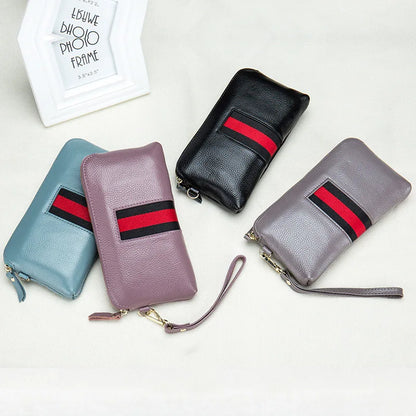 Fashion Genuine Leather Women Clutches Bags Lady Zipper Handbag Cowhide Casual Phone Pouch Wrist Bag For Girls Bolsa Feminina