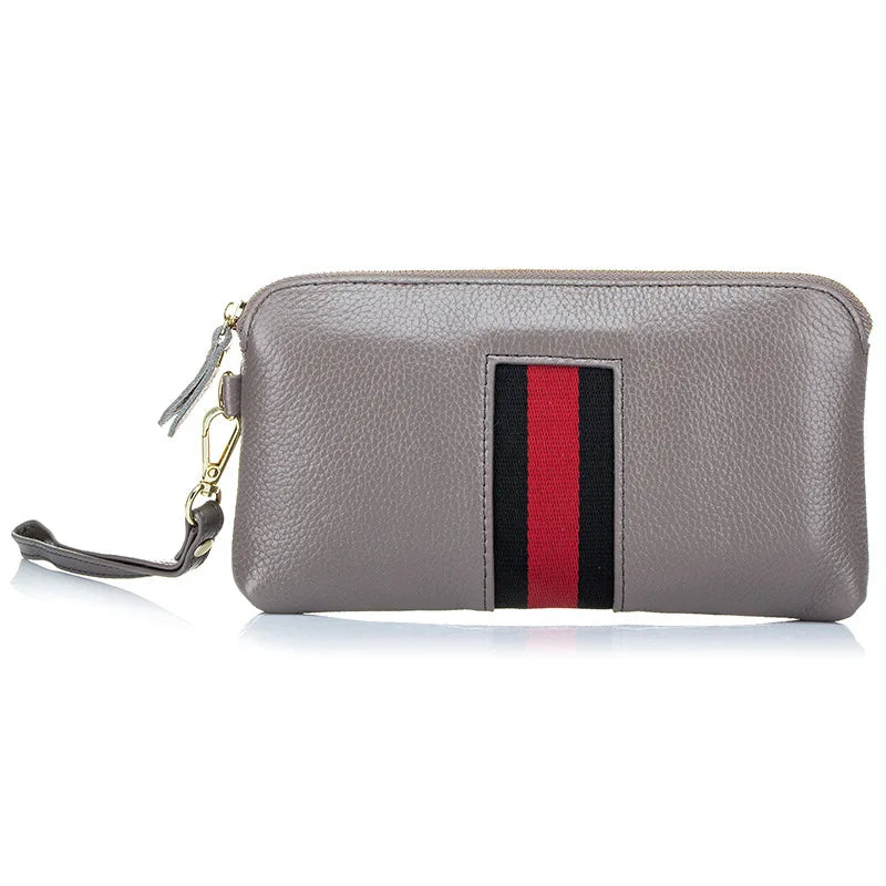 Fashion Genuine Leather Women Clutches Bags Lady Zipper Handbag Cowhide Casual Phone Pouch Wrist Bag For Girls Bolsa Feminina