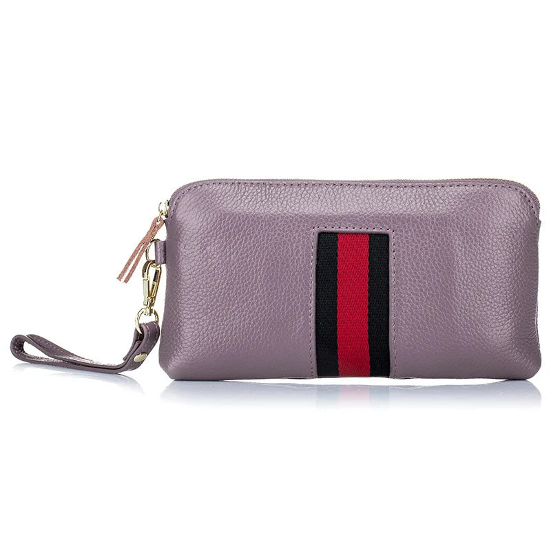 Fashion Genuine Leather Women Clutches Bags Lady Zipper Handbag Cowhide Casual Phone Pouch Wrist Bag For Girls Bolsa Feminina