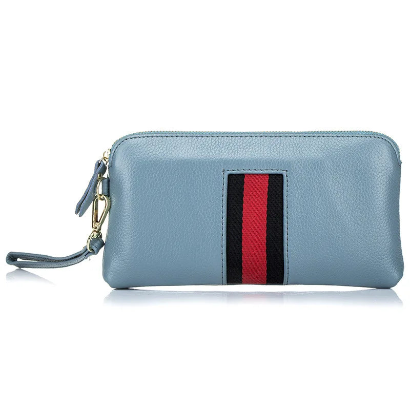 Fashion Genuine Leather Women Clutches Bags Lady Zipper Handbag Cowhide Casual Phone Pouch Wrist Bag For Girls Bolsa Feminina