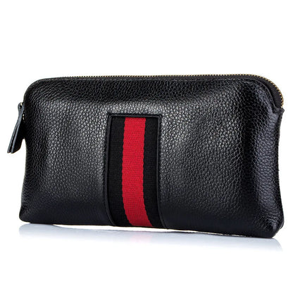 Fashion Genuine Leather Women Clutches Bags Lady Zipper Handbag Cowhide Casual Phone Pouch Wrist Bag For Girls Bolsa Feminina
