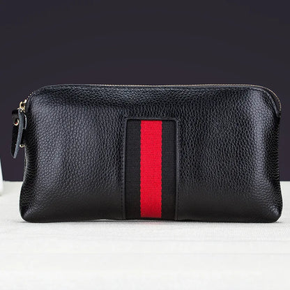Fashion Genuine Leather Women Clutches Bags Lady Zipper Handbag Cowhide Casual Phone Pouch Wrist Bag For Girls Bolsa Feminina