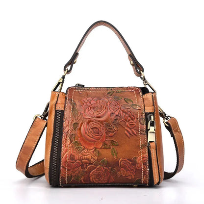 Fashion Genuine Leather Women's Handbag Vintage Embossing Female Shoulder Messenger Cowhide Crossbody Bag