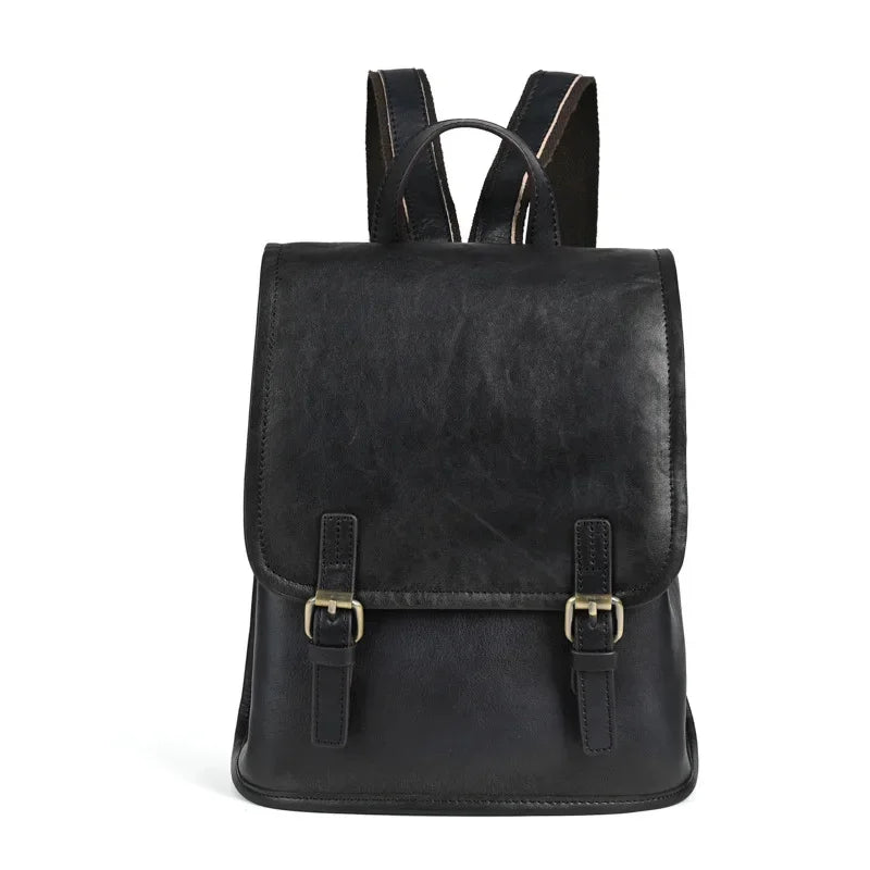 Fashion Genuine Leather Women's High Quality Cowhide School Bag For Girls Simple Casual Ladies Travel Backpack