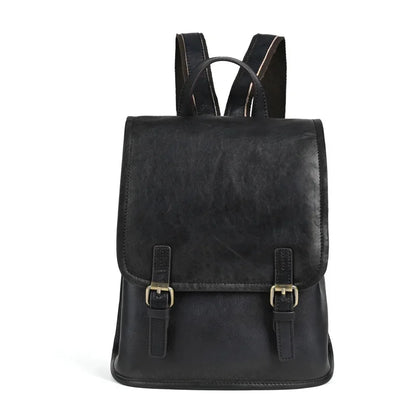Fashion Genuine Leather Women's High Quality Cowhide School Bag For Girls Simple Casual Ladies Travel Backpack