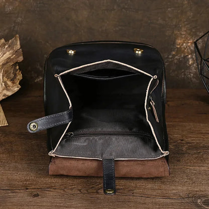 Fashion Genuine Leather Women's High Quality Cowhide School Bag For Girls Simple Casual Ladies Travel Backpack