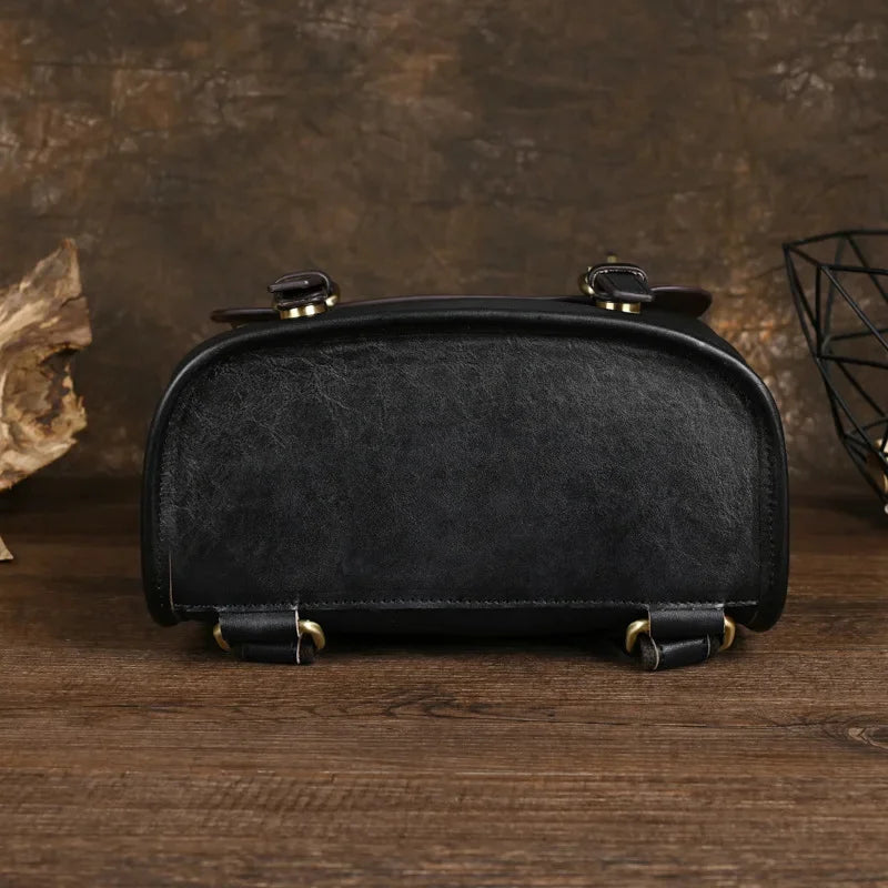 Fashion Genuine Leather Women's High Quality Cowhide School Bag For Girls Simple Casual Ladies Travel Backpack