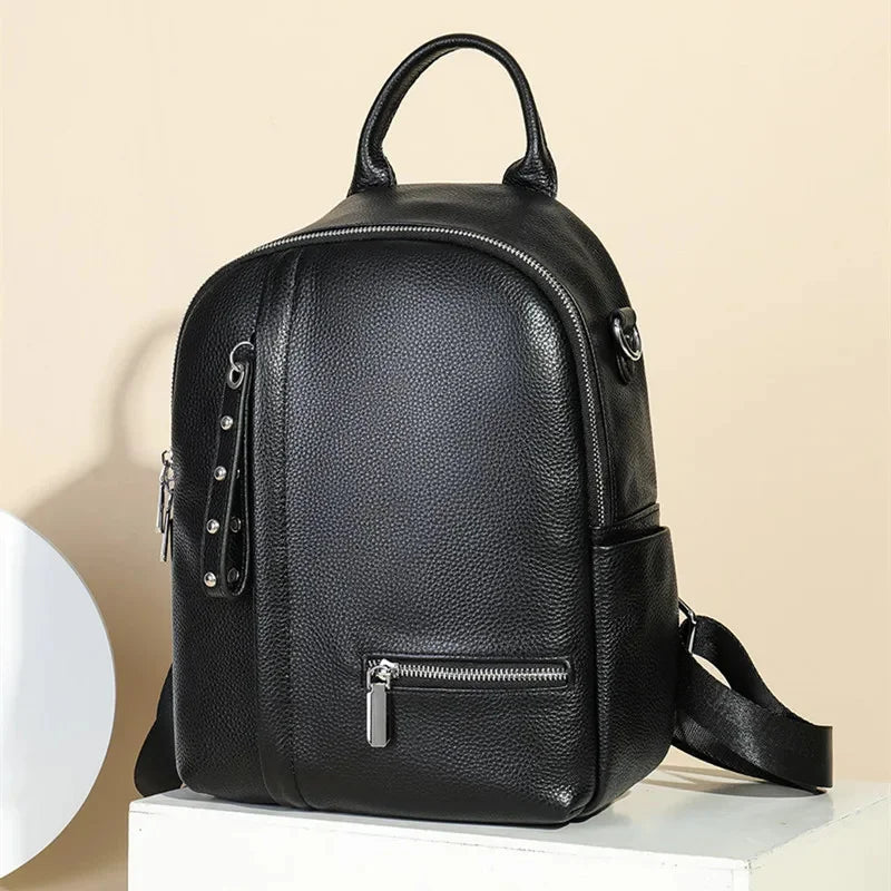Fashion Genuine Leather Women's Large Capacity School Multifunction Feminina Shoulder Bag Casual Travel Backpack