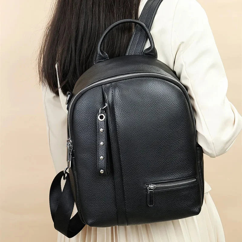 Fashion Genuine Leather Women's Large Capacity School Multifunction Feminina Shoulder Bag Casual Travel Backpack