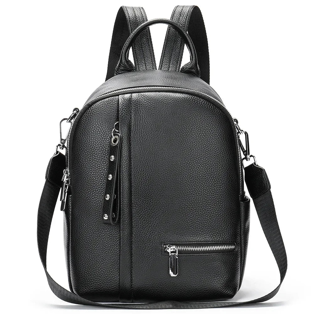Fashion Genuine Leather Women's Large Capacity School Multifunction Feminina Shoulder Bag Casual Travel Backpack