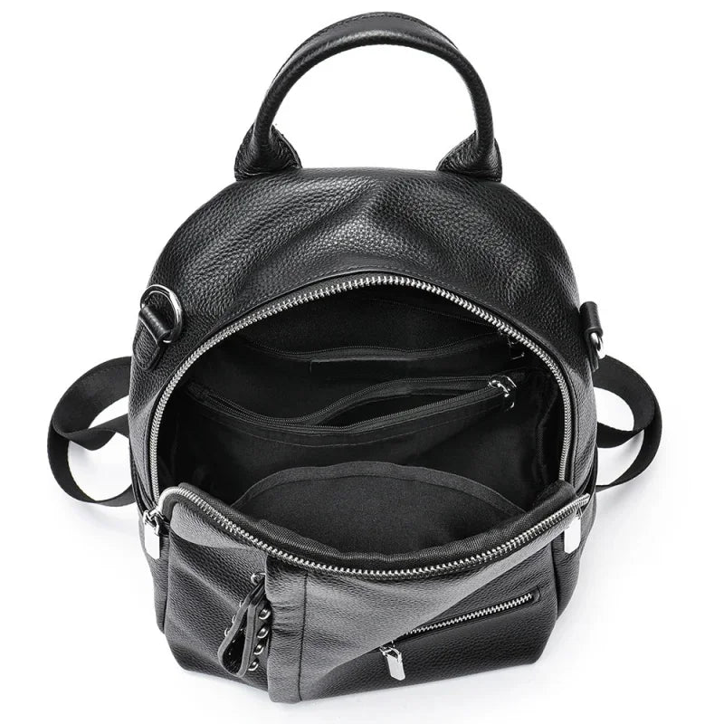 Fashion Genuine Leather Women's Large Capacity School Multifunction Feminina Shoulder Bag Casual Travel Backpack
