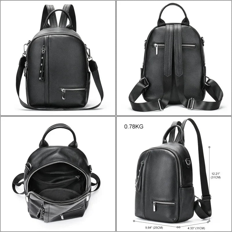 Fashion Genuine Leather Women's Large Capacity School Multifunction Feminina Shoulder Bag Casual Travel Backpack