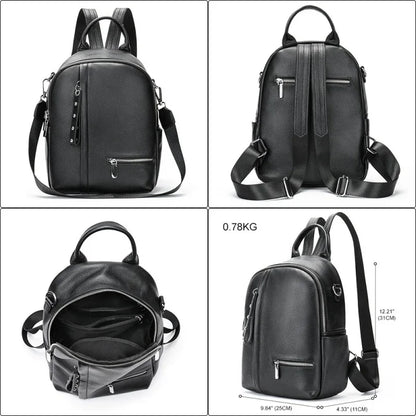 Fashion Genuine Leather Women's Large Capacity School Multifunction Feminina Shoulder Bag Casual Travel Backpack