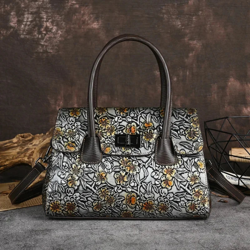 Fashion Genuine Women's Handbag Vintage Cow Leather Shoulder Crossbody Luxuy Female Tote Bag