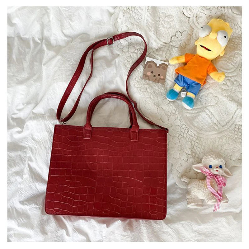 Fashion Gilrs Lolita Crocodile Grain JK HandBags Totes Female Transparent Layer Chains Briefcases Shoulder Bags Itabags