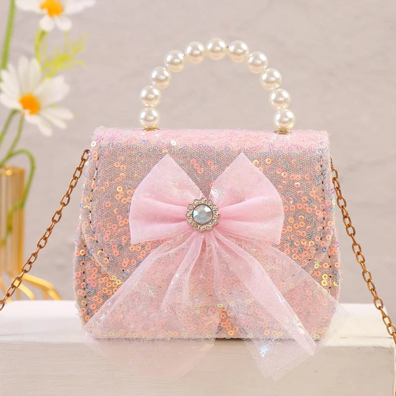 Fashion Gir Baby  Coin Purse HandbagChildren Wallet Small Coin Box Bag  Bow Kid Money Bag Baby  Shoulder Bag Purse