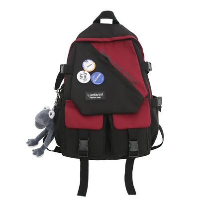 Fashion Girl Boy Laptop Harajuku Backpack Trendy Badge Female Men Travel Book Bag Male Women College Backpack Ladies School Bags