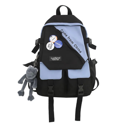 Fashion Girl Boy Laptop Harajuku Backpack Trendy Badge Female Men Travel Book Bag Male Women College Backpack Ladies School Bags