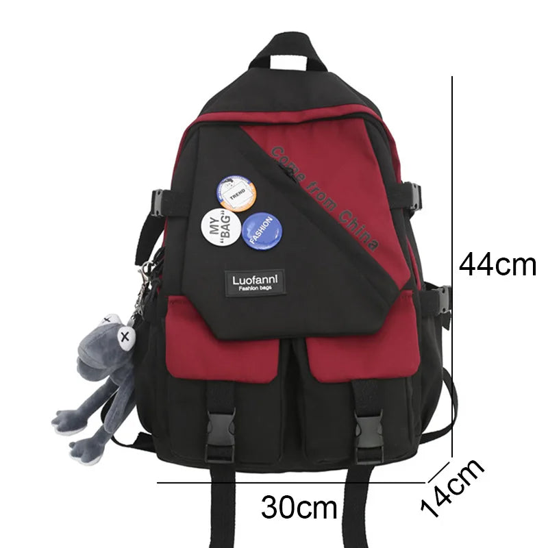Fashion Girl Boy Laptop Harajuku Backpack Trendy Badge Female Men Travel Book Bag Male Women College Backpack Ladies School Bags