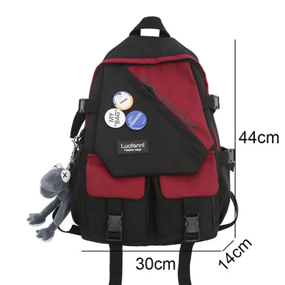 Fashion Girl Boy Laptop Harajuku Backpack Trendy Badge Female Men Travel Book Bag Male Women College Backpack Ladies School Bags