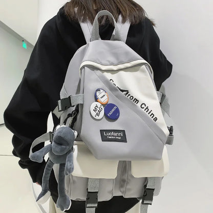 Fashion Girl Boy Laptop Harajuku Backpack Trendy Badge Female Men Travel Book Bag Male Women College Backpack Ladies School Bags