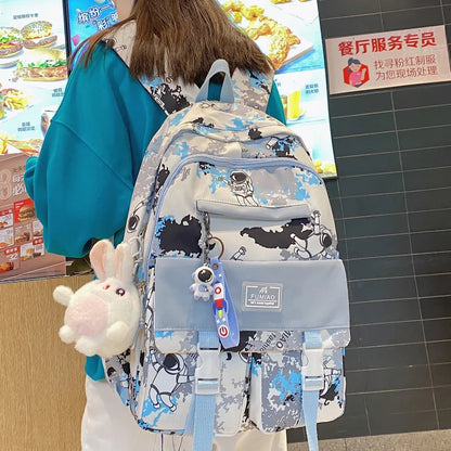 Fashion Girl Camouflage Cute Travel Backpack Trendy Ladies Kawaii Cartoon Graffiti Bag Female Laptop College Backpack Women Bags