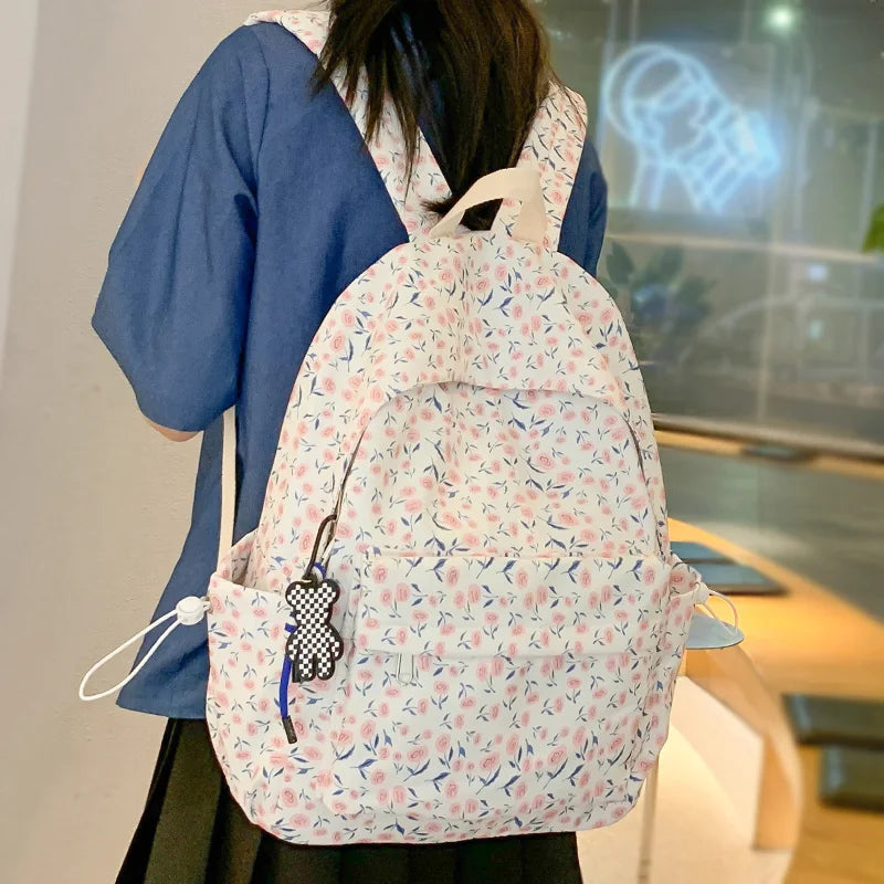 Fashion Girl Floral School Bag Women Cute Printing Student Backpack Trendy Female Kawaii College Backpack Ladies Laptop Book Bag