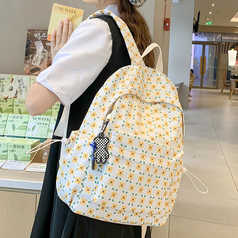 Fashion Girl Floral School Bag Women Cute Printing Student Backpack Trendy Female Kawaii College Backpack Ladies Laptop Book Bag