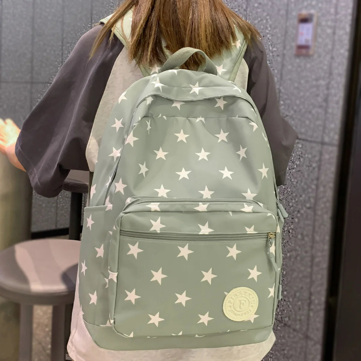 Fashion Girl Kawaii Printing Green Trendy Book Bags Female Cute Nylon Laptop School College Backpack Ladies Travel Women Student