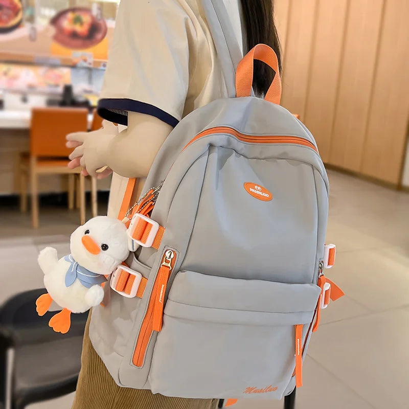 Fashion Girl Travel School Bag Female Nylon Kawaii College Backpack Cool Women Laptop Book Bag Lady Cute Student Backpack Trendy
